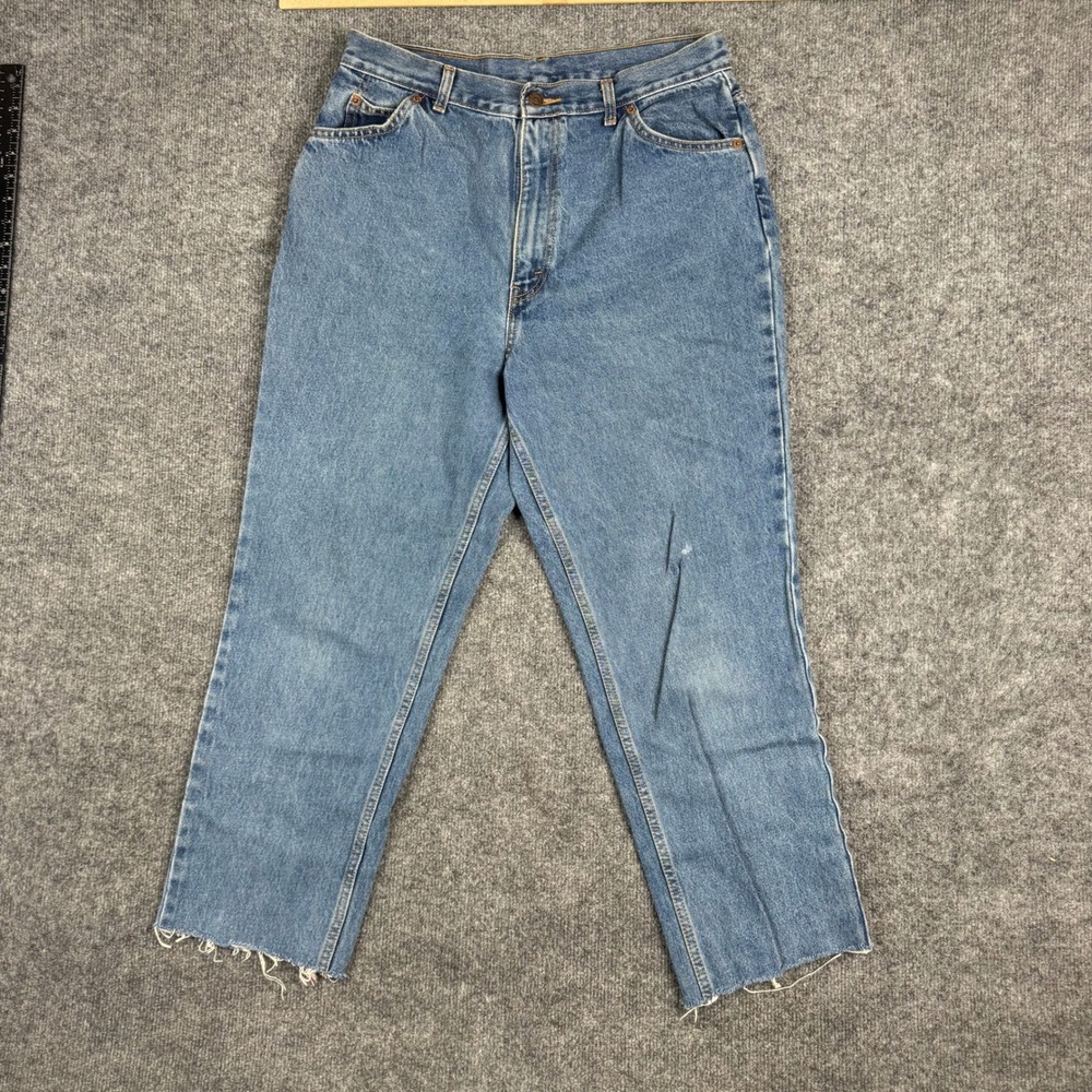 Levi's Jeans Womens Size 26 Blue Orange Tab High‎ Waisted Straight Raw Hem Good